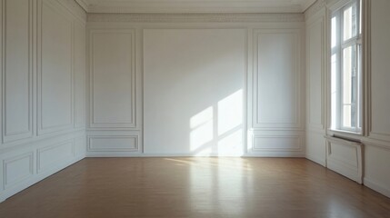 Obraz premium a room with a window and a wooden floor