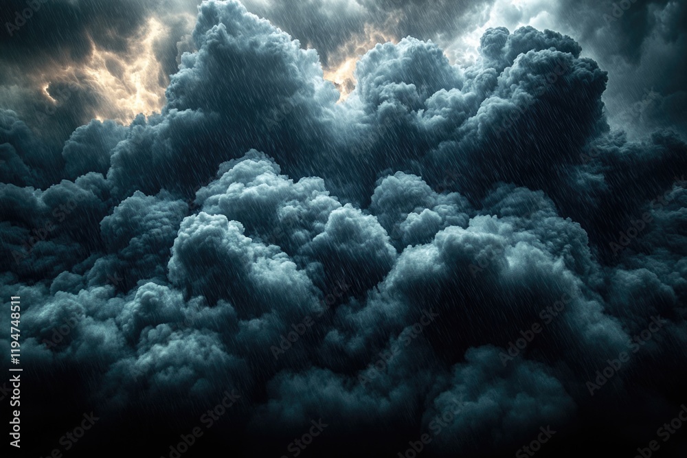 Aufkleber cloudy weather with heavy rainfall, ideal for creating atmosphere of gloomy mood or depicting stormy