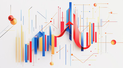 Obraz premium Abstract white background with Colorful charts and graphs with statistics to innovative analyze business potential and forecast future development of companies growth.