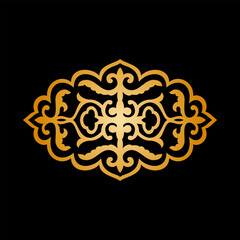 Vintage ornate linear ornaments in Kazakh traditional style. Asian floral designs. Abstract Asian elements of the national pattern of the ancient nomads of the Kyrgyz, Mongols, Kazakhs, Tatars. EPS10