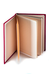 close up of a blank velour fluffy notebook on white background with clipping path
