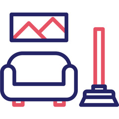 Cleaning Living Room vector icon illustration of Cleaning and Dusting iconset.