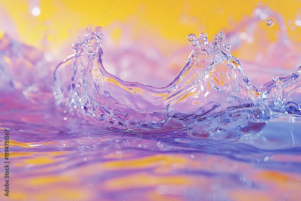 Poster a captivating image of a wave lit with pink and purple hues, creating a mesmerizing and dreamlike vi