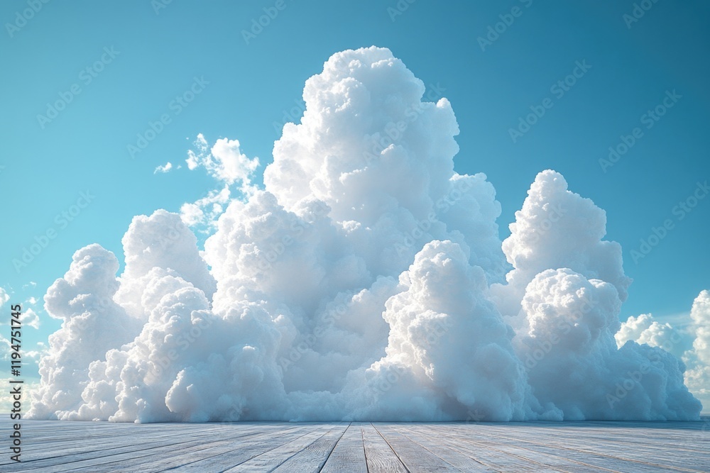 Aufkleber A wooden floor with a vast expanse of clouds above, ideal for use in architectural or design contexts