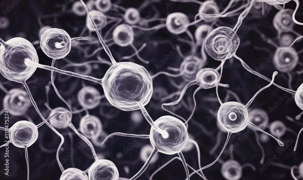 Poster microscopic view of interconnected neurons showcasing intricate neural networks and synaptic connect