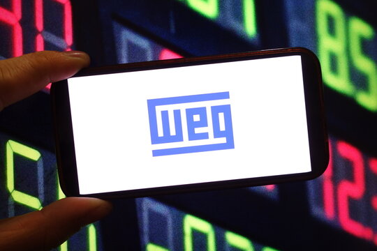Konskie, Poland - December 11, 2024: WEG ON company logo displayed on mobile phone