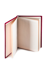 close up of a blank velour fluffy notebook on white background with clipping path