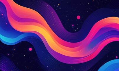 Vibrant Abstract Waves in Cosmic Space with Colorful Gradients and Stars