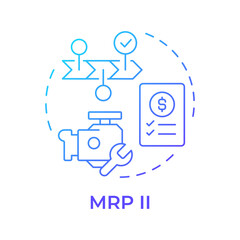 Manufacturing resource planning blue gradient concept icon. Efficient management of manufacturing processes. Round shape line illustration. Abstract idea. Graphic design. Easy to use in booklet