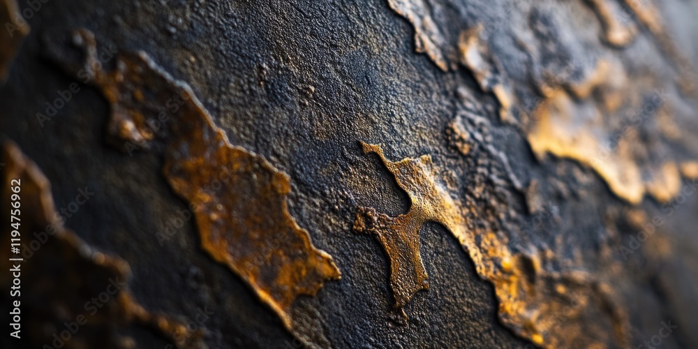 Poster close-up view of a tree trunk with worn-out, peeling paint