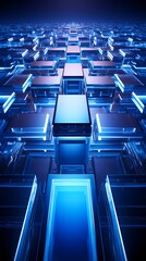 Fototapeta premium Digital technology blue glass light effect poster background