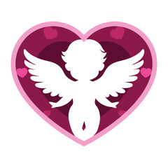 Valentine cupid vector illustration, heart Valentine 