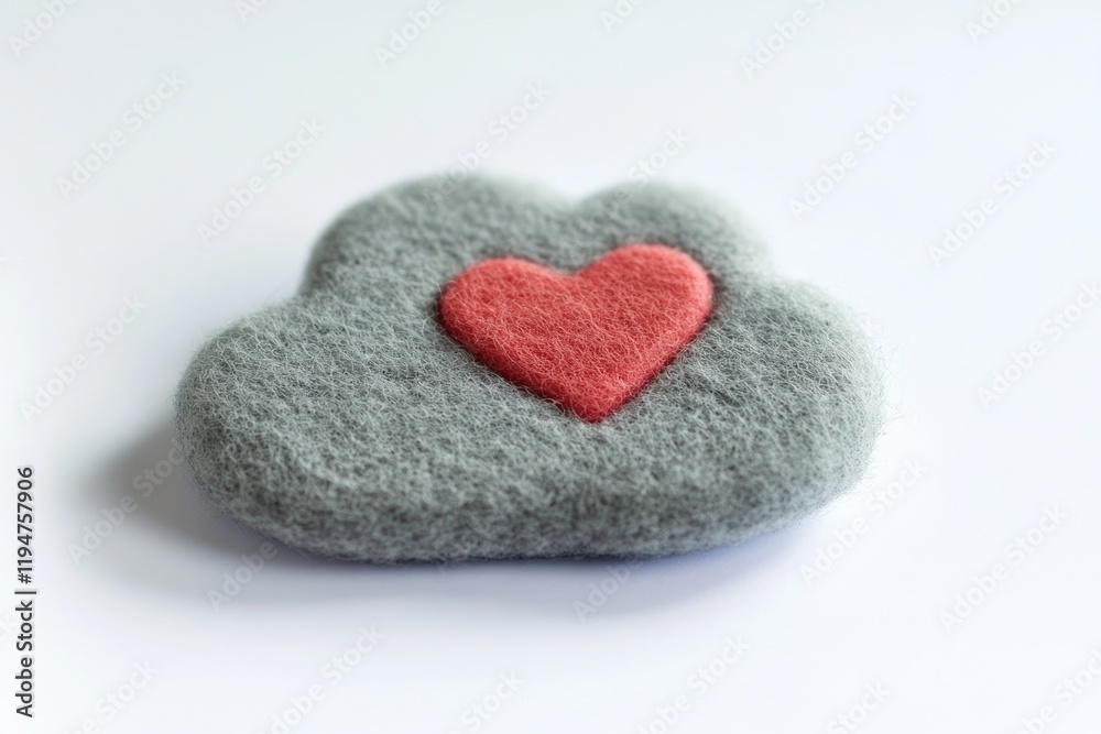 Poster a small felt heart attached to a gray cloud, accompanied by a bright red heart symbolizing love and 