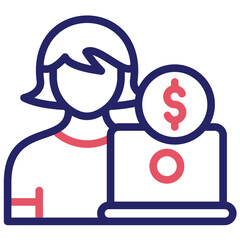 Freelancer Female vector icon illustration of Gig Economy iconset.