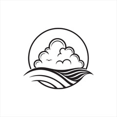 cloud silhouette vector line art logo