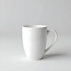 Glossy White Ceramic Mug on Neutral Gray Background &ndash; Minimalist Design for Product Mockups