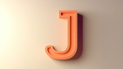 Naklejka premium 3D letter J in high-definition, isolated on a solid color background with realistic shadows and depth,