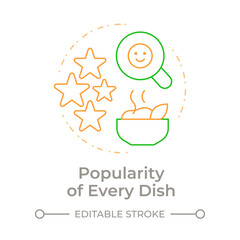 Popularity of every dish duo tone concept icon. Analyzing restaurant sales data. Menu engineering. Round two color outline illustration. Abstract vector design. Easy to use in promotional material