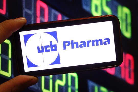 Konskie, Poland - December 12, 2024: UCB company logo displayed on mobile phone
