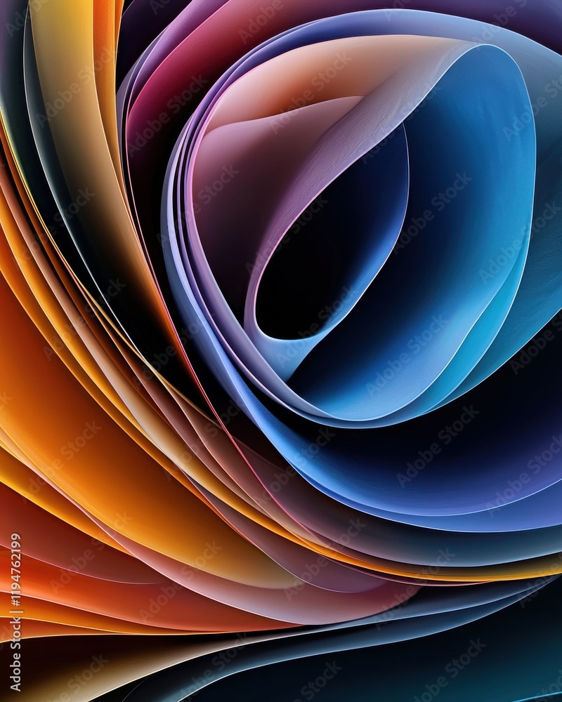 Poster dynamic overlapping arcs in a colorful swirl abstract art digital design contemporary viewpoint visu