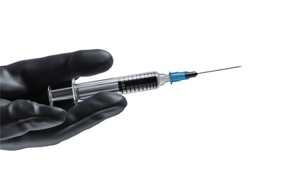 Inject hand glove injection syringe isolated on a white background