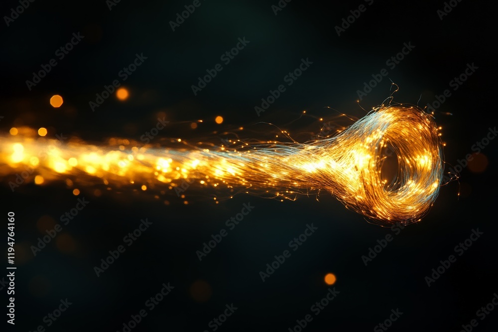 Aufkleber The image showcases vibrant golden energy swirling into a mesmerizing vortex, representing dynamic motion and abstract power within a dark background.