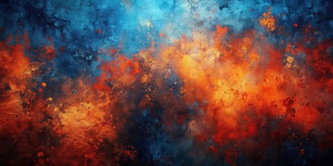 Abstract fiery and icy texture background featuring vibrant hues of blue, orange, and red