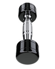 Blank Round Dumbbell, chrome weightlifting gym equipment top view, isolated on white background. 3D illustration