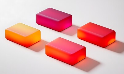 Four glowing rectangular objects on white background.