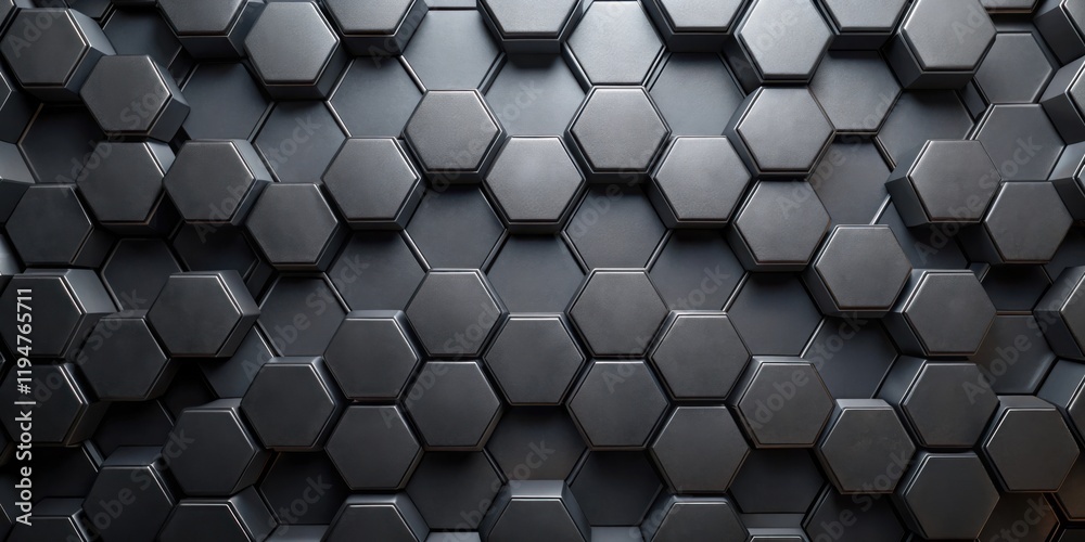 Leinwandbilder Abstract Dark Grey Hexagonal Pattern Background Texture