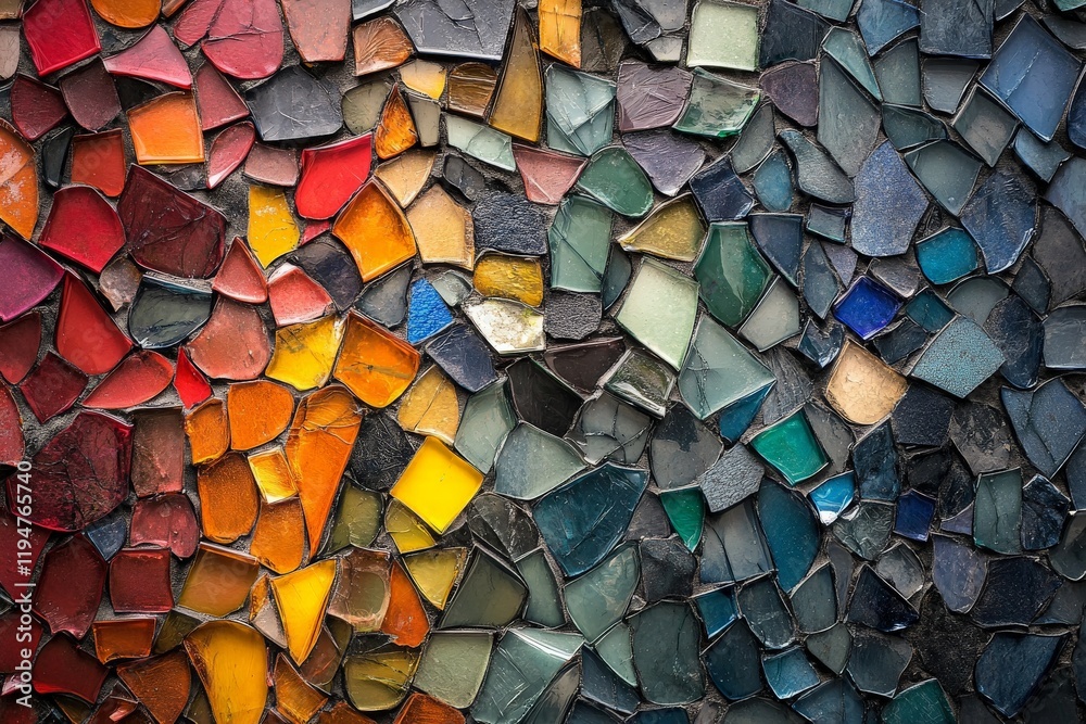 Aufkleber This image showcases a vibrant mosaic featuring an array of shapes and colors creating a harmonious and lively design, perfect for evoking creativity and energy.