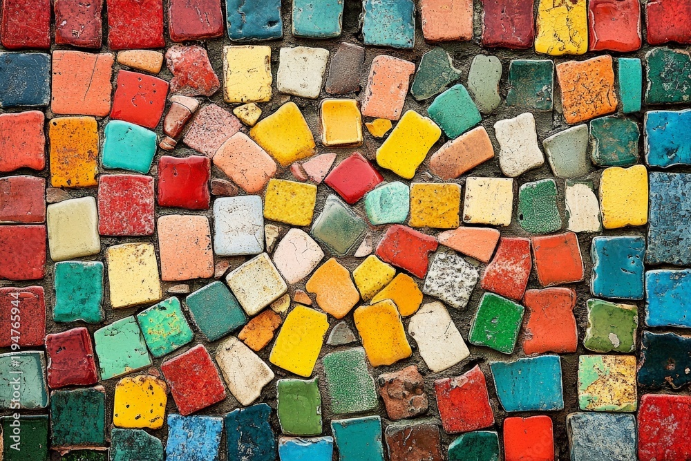 Aufkleber This mosaic design consists of a vibrant combination of mixed colors organized in a symmetrical pattern, creating an eye-catching and harmonious composition.