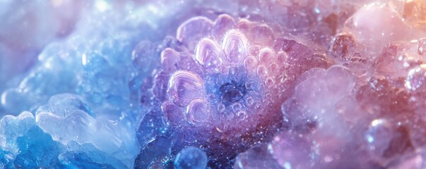 A dreamy blend of blues and purples with sparkling particles, celestial and magical, 4k photo.