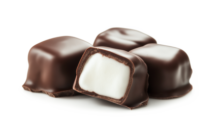 Marshmallow in chocolate isolated on a white background