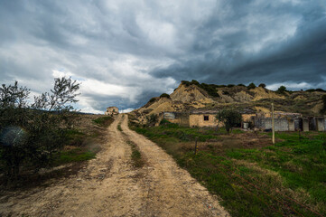tursi, badlands landscapes during a spring day