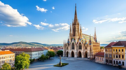 Fototapeta premium Colorful Church in European City