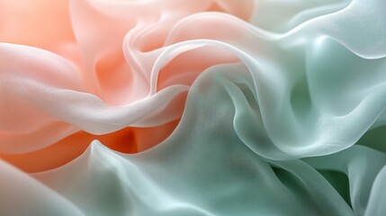 Obraz premium Soft Draped Fabric in Pastel Peach and Green Hues