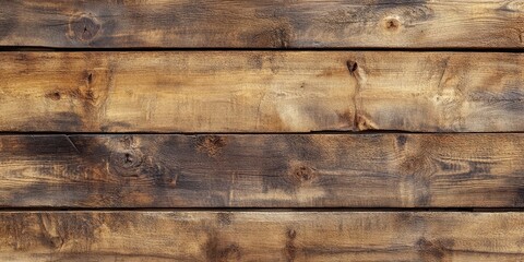 Fototapeta premium Rustic wood texture background featuring horizontal brown wooden boards with varying shades of brown, ideal space for text or mockup usage.