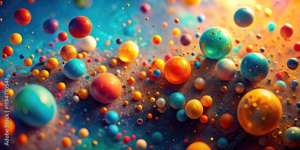 Aufkleber vibrant spheres floating in a colorful, sparkling universe
