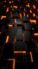 Obraz premium digital technology black orange abstract luminous light strip poster background
