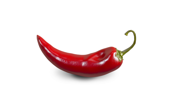 Red chili pepper isolated in a transparent background, spicy kick to food and enhances presentations in dishes from various cuisines