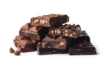 Mix of chocolate bars isolated on a white background