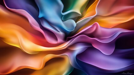 Obraz premium Abstract Rainbow Swirls: A Symphony of Colors