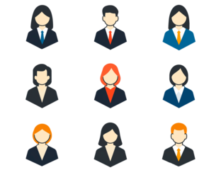 Pack de símbolos de personas de negocios sobre fondo transparente