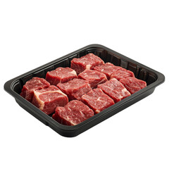 Fresh Cut Beef Cubes for Cooking and Grilling Isolated on transparent background