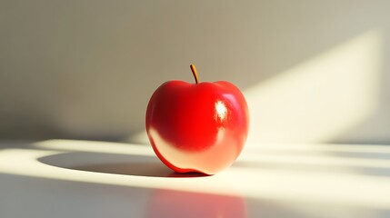 A shiny red apple with a white background