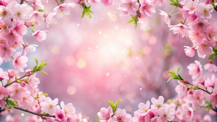 Fototapeta premium Delicate Pink Blossoms Frame a Soft Spring Background