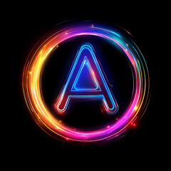 Naklejka premium Logo of the letter A with circle and neon