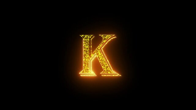 Alphabet K Golden Text Animation. Alphabet Letters Luxury Shiny