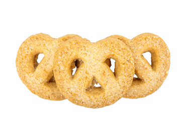 Danish shortbread cookies close-up, macro of cookies, pastries, cookies on a white background, isolate, catalog photo of food